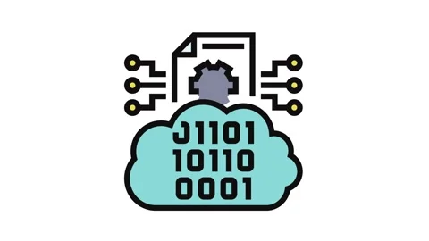 Cloud computing business process color icon animation Stock Footage 326110577