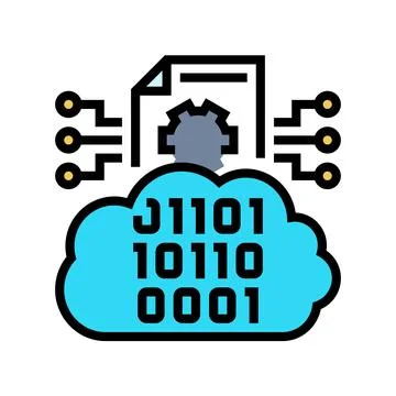 Cloud computing business process color icon vector illustration Stock Illustration