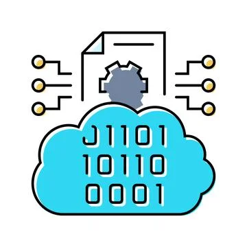 Cloud computing business process color icon vector illustration Stock Illustration