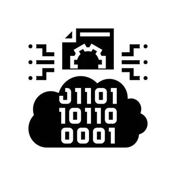 Cloud computing business process glyph icon vector illustration Stock Illustration