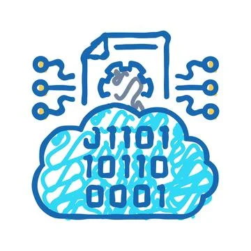 Cloud computing business process icon doodle illustration Stock Illustration