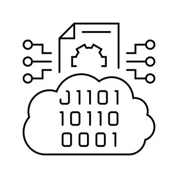 Cloud computing business process line icon vector illustration Stock Illustration