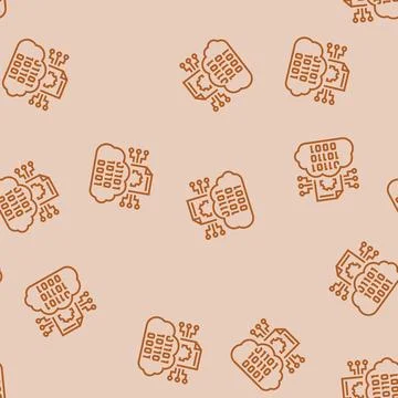 Cloud computing business process line seamless pattern Stock Illustration