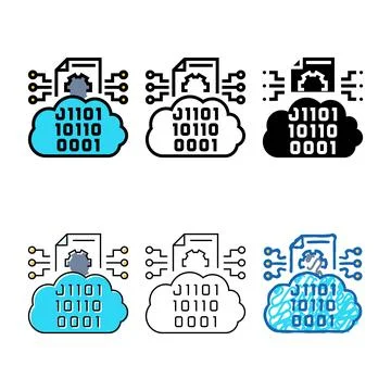 Cloud computing business process types color icon vector 스톡 일러스트
