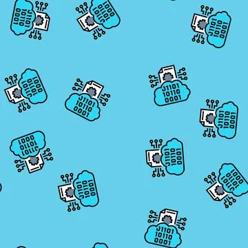 Cloud computing business process vector seamless pattern Stock Illustration