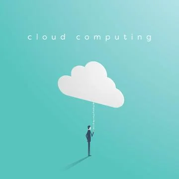 Cloud computing business technology concept with businessman uploading from Stock Illustration