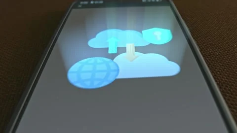 Cloud computing business technology, graphic presentation on smartphone Stock Footage 303426805
