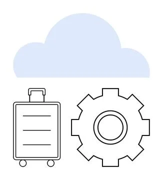 Cloud computing, business travel, technology management, remote services, sof 스톡 일러스트
