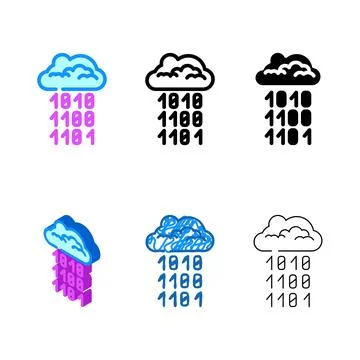 Cloud computing business types process color icon vector Stock Illustration