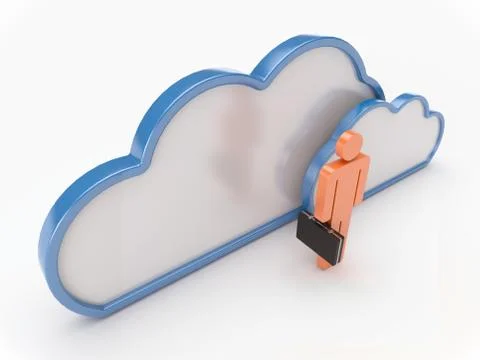 Cloud Computing With Businessman Illustrazione stock