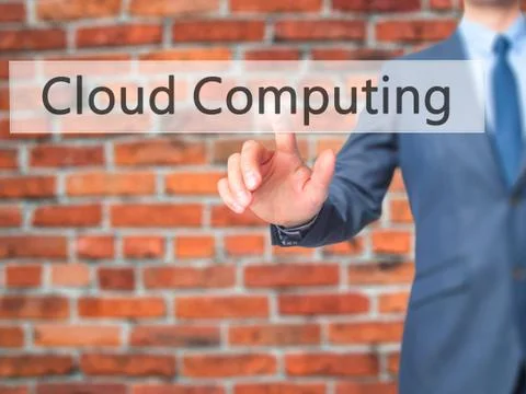 Cloud Computing -  Businessman press on digital screen. 스톡 사진