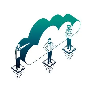 Cloud computing with businessmen character イラスト素材