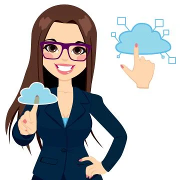 Cloud Computing Businesswoman Concept Stock Illustration