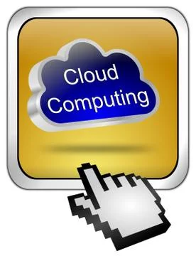 Cloud Computing Button with cursor - 3D illustration Stock Illustration