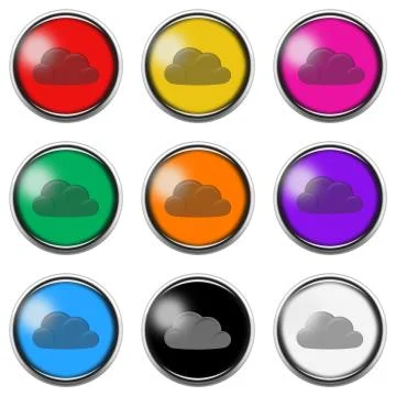 Cloud computing button icon set isolated on white with clipping path 스톡 일러스트