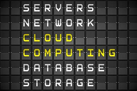 Cloud computing buzzwords on black mechanical board 스톡 일러스트