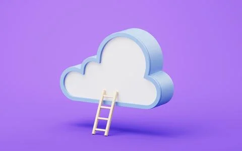 Cloud computing with cartoon style, 3d rendering. Stock Illustration