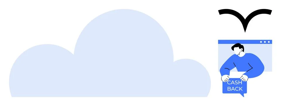 Cloud Computing with Cashback Offer and Minimalist Web Navigation Stock Illustration