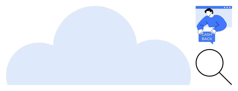 Cloud Computing with Cashback Promotion and Search Elements 스톡 일러스트