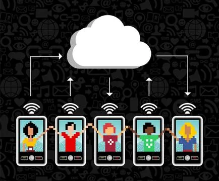 Cloud computing cell phone background Illustrazione stock