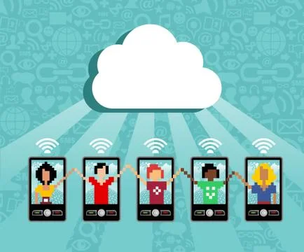 Cloud computing cell phone concept イラスト素材