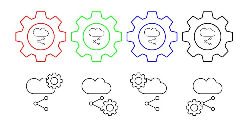 Cloud computing, chart, seo vector icon in gear set illustration for ui and ux イラスト素材