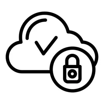 Cloud computing with check line icon. Cloud security vector illustration Stock Illustration
