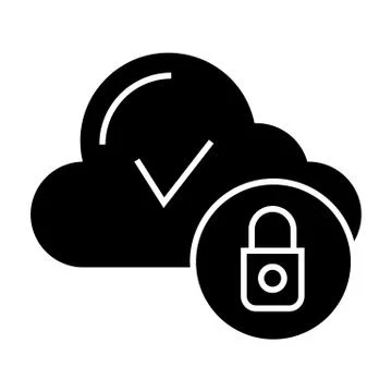 Cloud computing with check solid icon. Cloud security vector illustration 스톡 일러스트