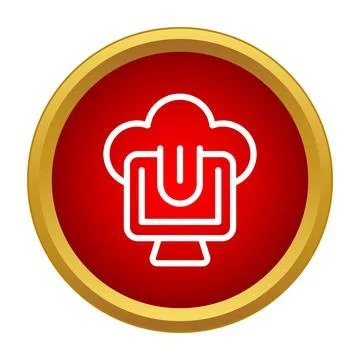 Cloud computing chef hat icon on red circle Stock Illustration