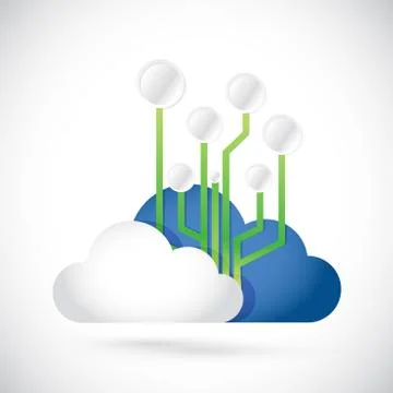 Cloud computing circuit diagram illustration Illustrazione stock