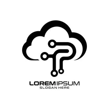 Cloud Computing Circuit Network Logo Design Stock Illustration