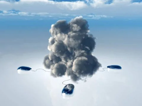 Cloud Computing Cloud Computing Concept with Multiple Computer Mice and Co... Stockfoto's