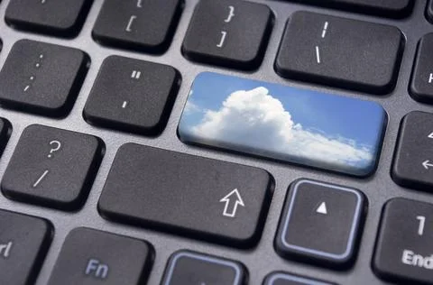 Cloud computing cloud computing concepts, with a cloud image on enter key ... Stockfoto's