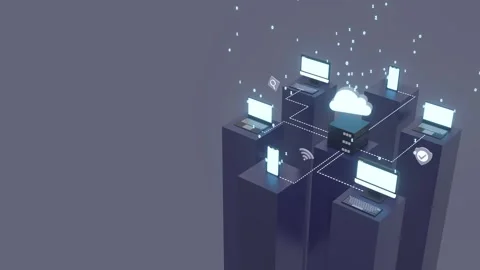 Cloud Computing, Cloud Integration Concepts Animation With Copy Space For Text. Stock Footage 310712672