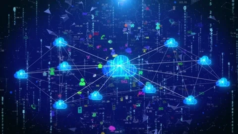 Cloud computing cloud service platform data center network connection Stock Footage 143082604