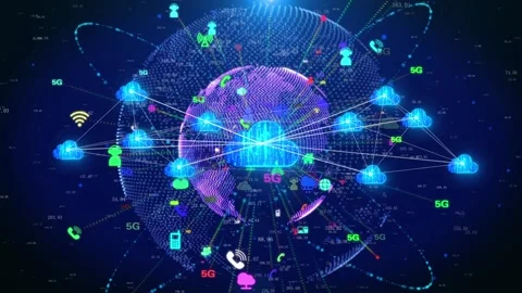 Cloud computing cloud services big data 5g Internet information technology b Stock Footage 143082588