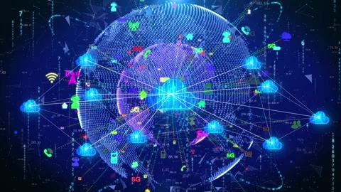 Cloud computing cloud services big data 5g network connection Stock Footage 143082735