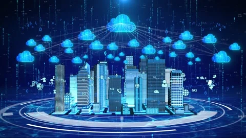 Cloud computing cloud services big data 5g Information Network Center smart  Stock Footage 146121110