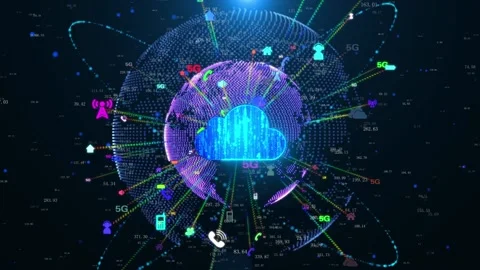 Cloud computing cloud services Internet information technology background Stock Footage 143082385