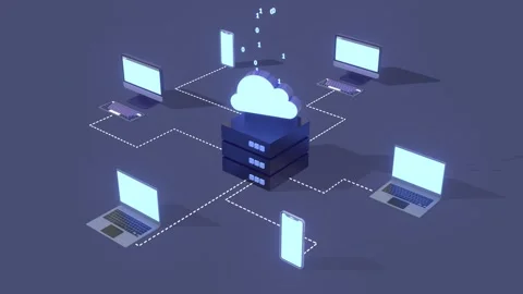 Cloud Computing, Cloud Storage, Data Center Concepts Animation. Stock Footage 310713185