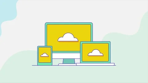 Cloud Computing, Cloud storage, Devices connected to cloud network Stock Footage 249868812