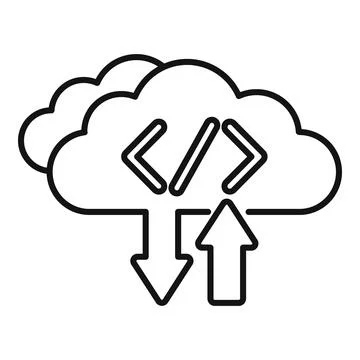 Cloud computing code transfer upload download icon Stock Illustration