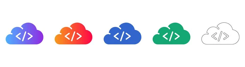 Cloud Computing Coding Icon Set イラスト素材