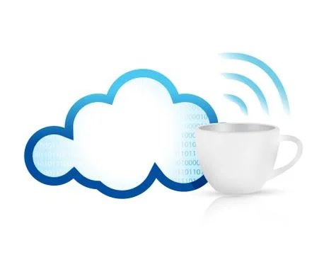 Cloud computing coffee mug concept Illustrazione stock