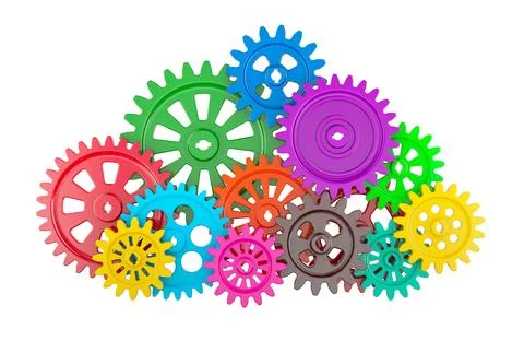 Cloud computing from cogwheels, 3D rendering Stock Illustration