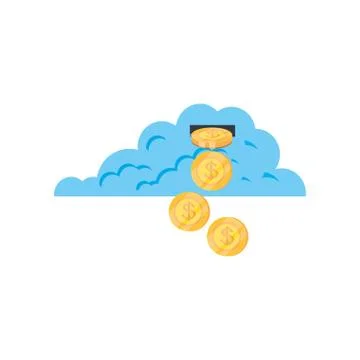 Cloud computing with coins money Stock Illustration