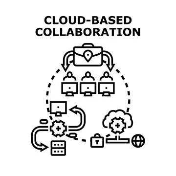 Cloud computing collaboration creating successful business solutions Stockillustratie