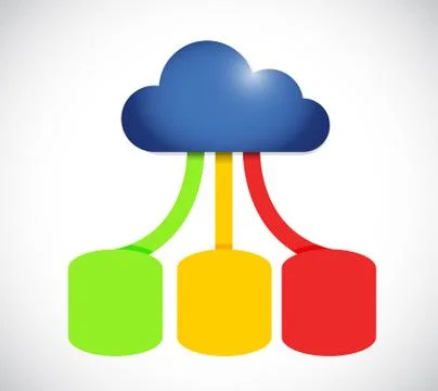 Cloud computing color connection network. 스톡 일러스트