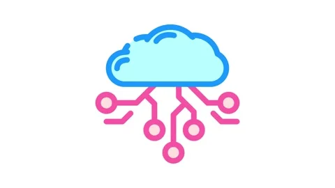 Cloud computing color icon animation Stock Footage 327260024
