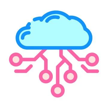 Cloud computing color icon vector illustration Stock Illustration